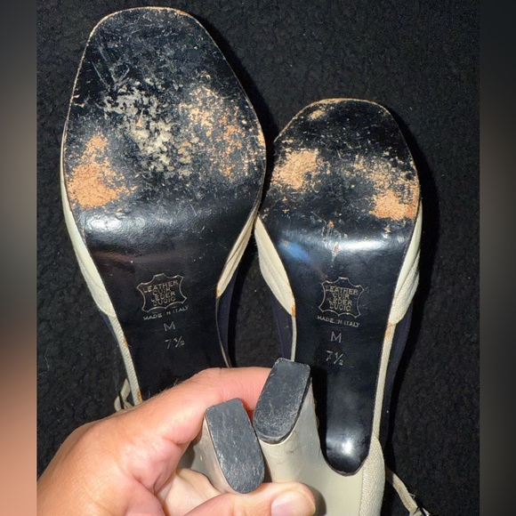 Yves Saint Laurent Cream Stiletto Heels with Ankle Strap - Picture 5 of 12